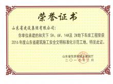 和天下5#、6#、14#及2#地下車庫獲2016年度省建筑施工安全文明標準化示范工地